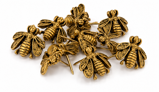 Bumble Bee Push Pins (10 Pc Set) | Decorative Gold Thumb Tacks, Aesthetic Office Supplies, Cute Bulletin Board Pins