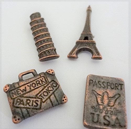 Travel The World Push Pins (10 Pc Set) | Decorative Bronze Compass Globe Thumb Tacks Map Marking Rustic Office Gift