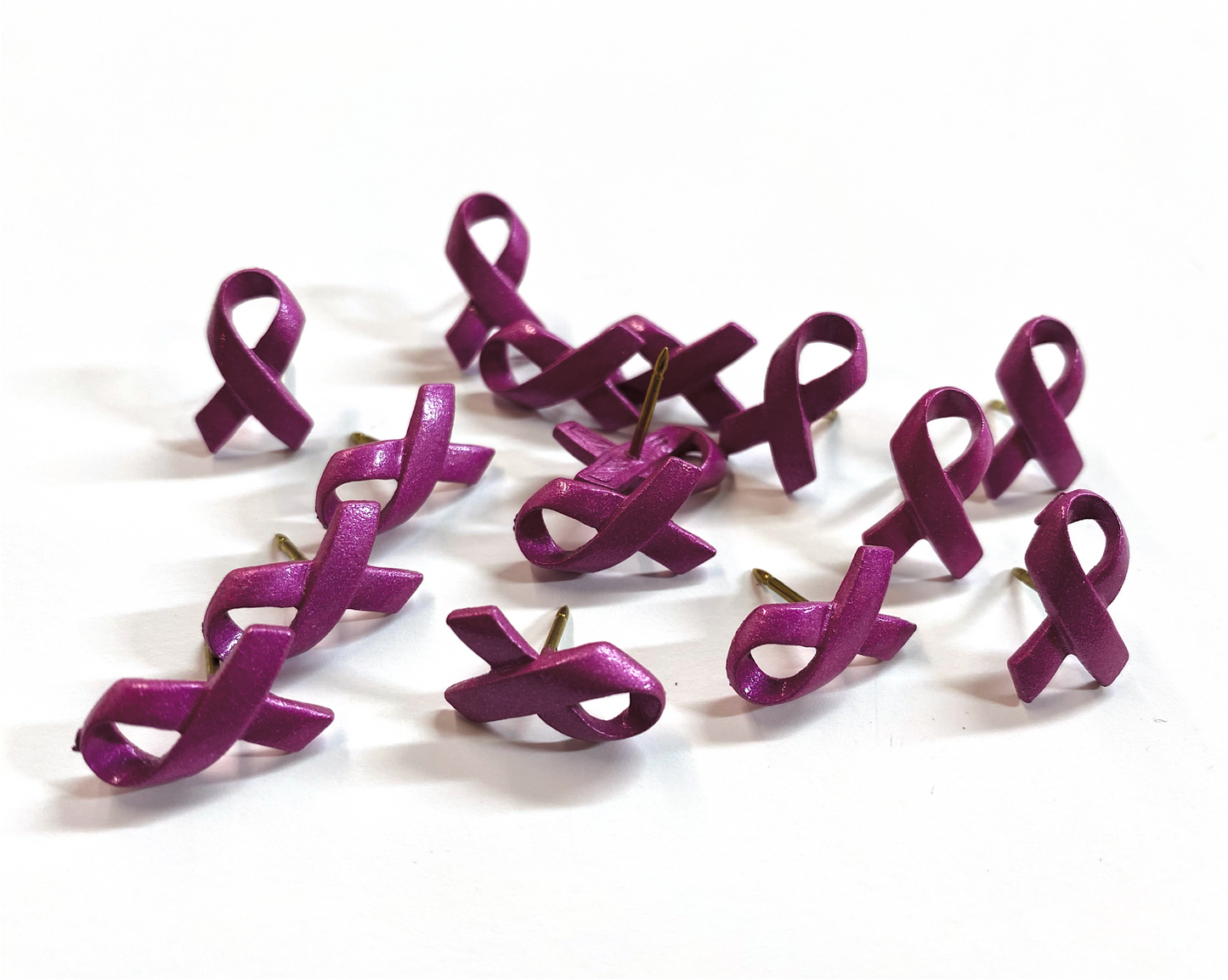 Breast Cancer Ribbon Push Pins (10 Pc Set) | Pink Decorative Thumb Tacks Awareness Office Decor Unique Survivor Gift Fundraiser