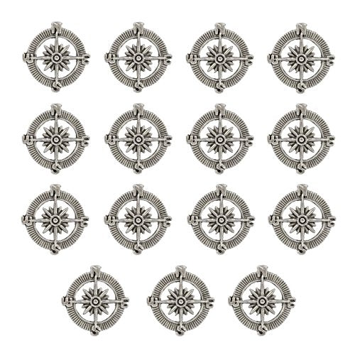 Nautical Compass Push Pins (10 Pc Set) | Decorative Silver Thumb Tacks, Rustic Coastal Decor, Map Marking Gift, T-565AS
