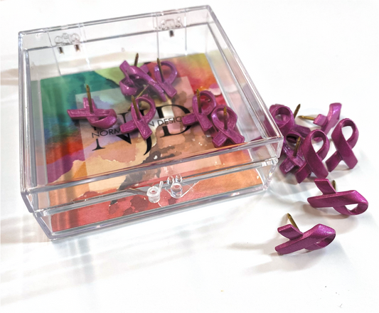 Breast Cancer Ribbon Push Pins (10 Pc Set) | Pink Decorative Thumb Tacks Awareness Office Decor Unique Survivor Gift Fundraiser
