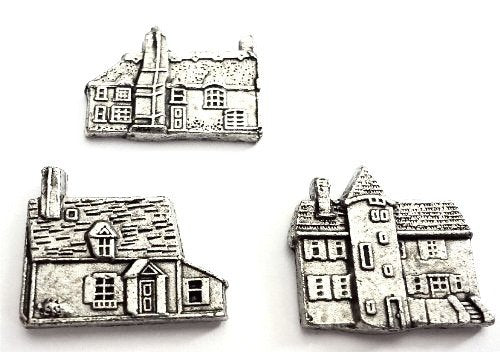 Country Cottage Push Pins (10 Pc Set) | Decorative Silver Thumb Tacks, Cottagecore Office Supplies, Unique Farmhouse Decor