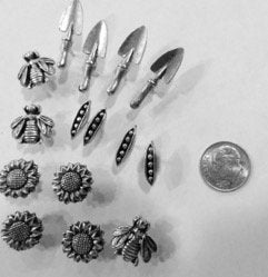 Garden Push Pins (10 Pc Set) | Decorative Gold Flower Leaf Nature Thumb Tacks Cottagecore Desk Decor Unique Gift
