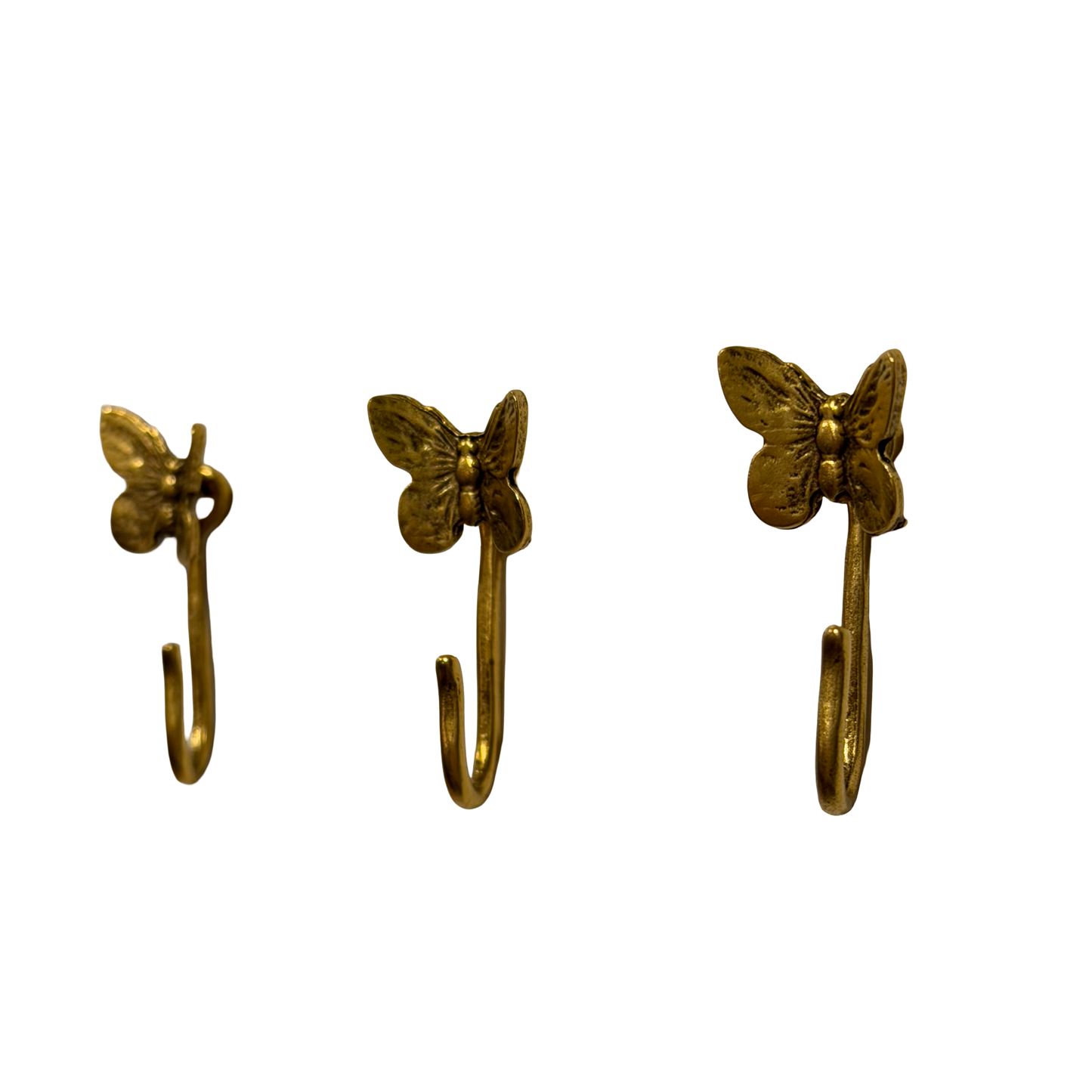 Butterfly Push Pin Hooks, Small Metal Wall Hooks with Push Pins for Keys, Jewelry, Pictures, Mini Hooks for Bulletin Boards, Set of 3