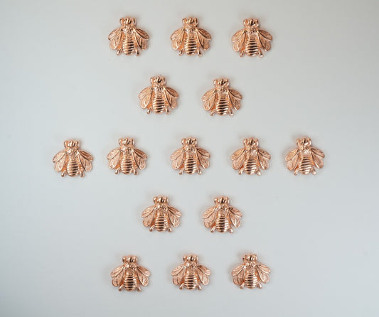 Rose Gold Bumble Bee Push Pins (10 Pc Set) | Decorative Metal Thumb Tacks Glam Office Desk Decor Unique Gift for Teacher Her