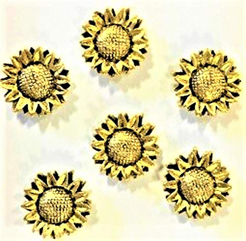 Sunflower Magnets, Flower Kitchen Decor, Farmhouse Decor, 6pc set, Antique Silver
