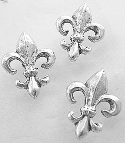Fleur De Lis Push Pins (10 Pc Set) | Decorative Silver French Thumb Tacks Parisian Office Desk Decor Unique Gift