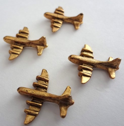 Airplane Push Pins (10 Pc Set) | Decorative Gold Thumb Tacks Travel Map Marking Aviation Office Desk Decor Unique Gift
