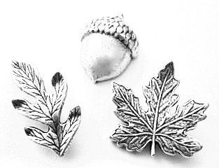 Leaf & Acorn Push Pins (10 Pc Set) | Decorative Silver Thumb Tacks, Maple Leaf and Nature Desk Decor Gift
