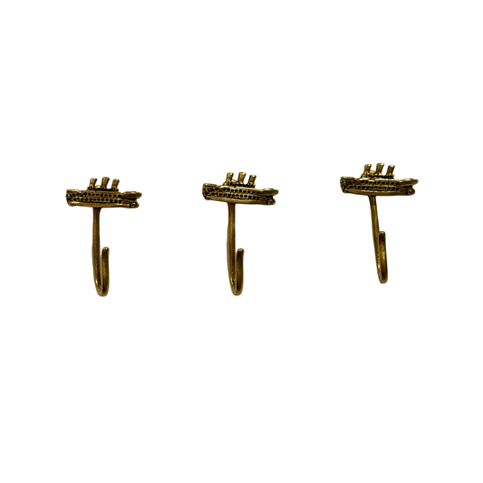 Cruise Ship Push Pin Hooks, Small Metal Wall Hooks with Push Pins for Keys, Jewelry, Pictures, Mini Hooks for Bulletin Boards, Set of 3