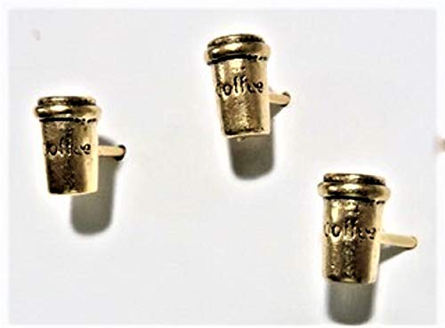 Coffee Push Pins (10 Pc Set) | Decorative Gold Cup Thumb Tacks, Unique Coffee Lover Gift, Kitchen & Cafe Decor