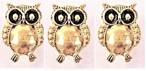 Owl Lapel Pins, Bird Tie Tacks, Owl Hat Pins, Gold Lapel Pins, Nature Themed Accessories, 3pc Set, Antique Gold