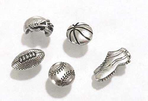 Sports Push Pins (10 Pc Set) | Football, Baseball, Basketball, Decorative Silver Thumb Tacks, Coach & Fan Gift