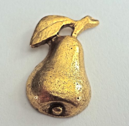 Pear Push Pins (10 Pc Set) | Decorative Gold Fruit Thumb Tacks, Unique Kitchen Supplies, Harvest Decor Gift Set