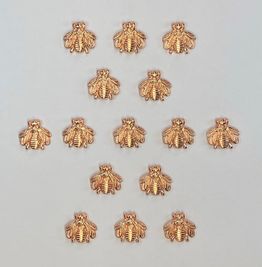 Rose Gold Bumble Bee Push Pins (10 Pc Set) | Decorative Metal Thumb Tacks Glam Office Desk Decor Unique Gift for Teacher Her