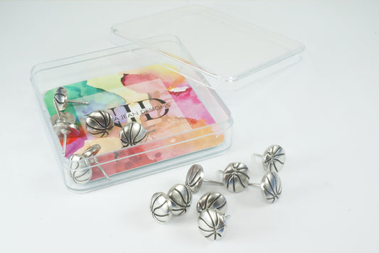 Basketball Push Pins (10 Pc Set) | Gold Silver Decorative Metal Thumb Tacks Sports Office Desk Decor Unique Gift for Coach Fan