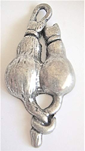 Antique Silver Cats in Love Shower Curtain Adornments, Antique Silver, Set of 12