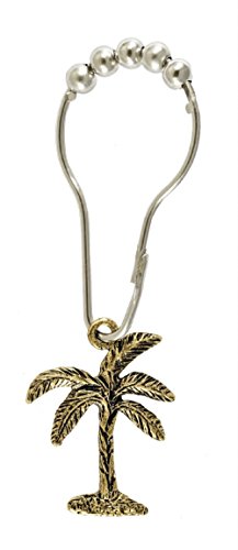 Palm Tree Shower Hook Add-Ons, 12pc Set, Includes set of Chrome Roller Hooks