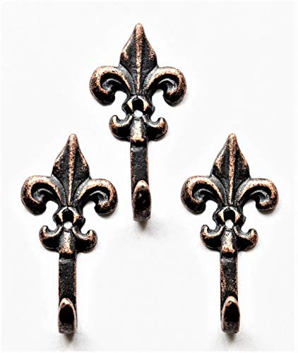 Fleur De Lis Mini Hooks, Picture Hooks, Jewelry Hooks, Decorative Hooks, Set of 3