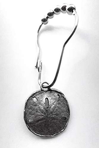 Sand Dollar Shower Hook Adornment, Beachy Shower Hooks, Coastal Shower Hook Ad Ons, Silver Sand Dollar Decorative Shower Hooks, 12 Piece Set