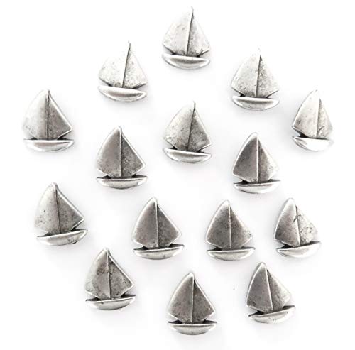 Sailboat Push Pins (10 Pc Set) | Decorative Silver Thumb Tacks Coastal Nautical Office Decor Sailor Travel Gift