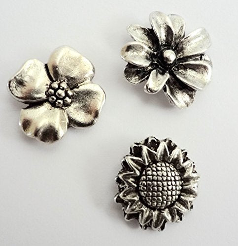 Flower Push Pins (10 Pc Set) | Decorative Silver Pansy Daisy Sunflower Thumb Tacks Garden Office Decor Unique Gift