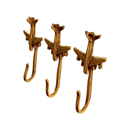 Jet Push Pin Hooks, Small Metal Wall Hooks with Push Pins for Keys, Jewelry, Pictures, Mini Hooks for Bulletin Boards, Set of 3