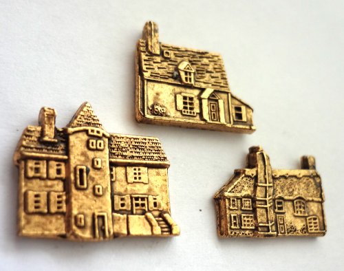 Country Cottage Push Pins (10 Pc Set) | Decorative Gold Thumb Tacks, Farmhouse Office Supplies, Unique Cottagecore Decor