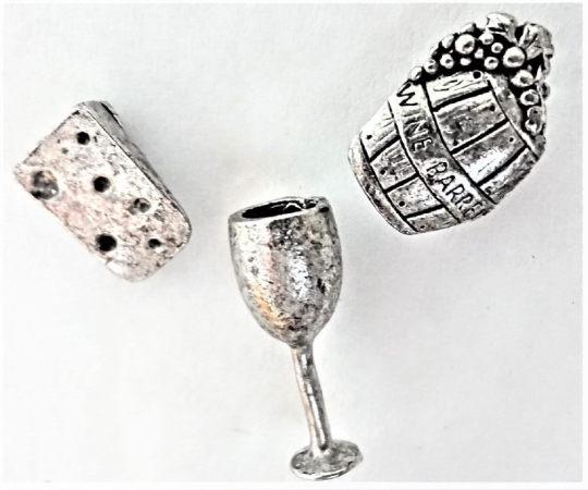 Wine Cheese Push Pins (10 Pc Set) | Decorative Silver Food Thumb Tacks Kitchen Bar Decor Unique Hostess Gift