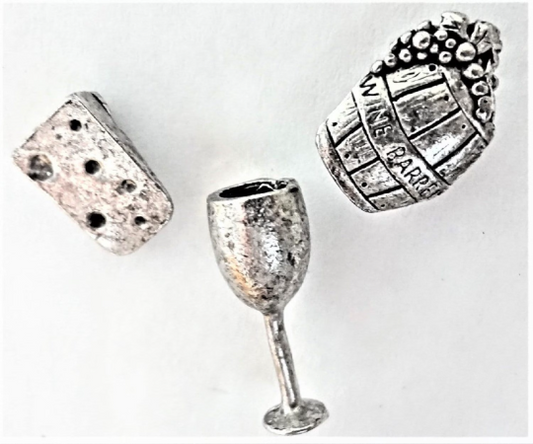 Wine Cheese Push Pins (10 Pc Set) | Decorative Silver Food Thumb Tacks Kitchen Bar Decor Unique Hostess Gift
