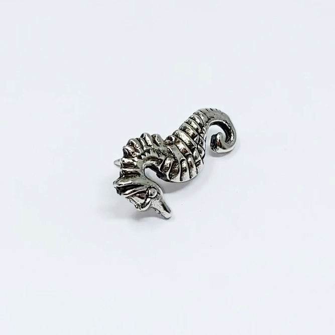 Seahorse Push Pins (10 Pc Set) | Decorative Silver Beach Thumb Tacks Coastal Ocean Office Desk Decor Unique Gift