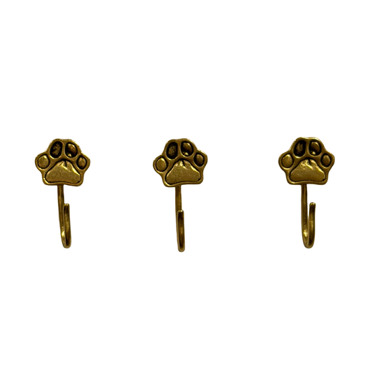 Paw Push Pin Hooks, Small Metal Wall Hooks with Push Pins for Keys, Jewelry, Pictures, Mini Hooks for Bulletin Boards, Set of 3