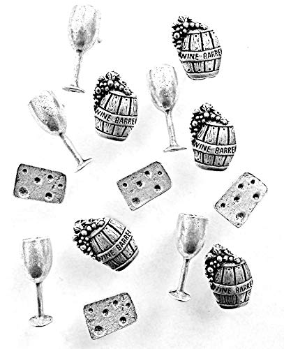 Wine Cheese Push Pins (10 Pc Set) | Decorative Silver Food Thumb Tacks Kitchen Bar Decor Unique Hostess Gift