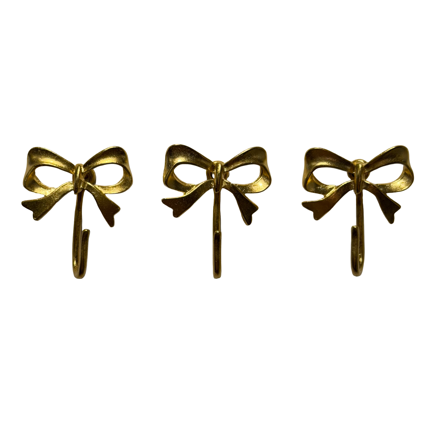 Bow Push Pin Hooks, Small Metal Wall Hooks with Push Pins for Keys, Jewelry, Pictures, Mini Hooks for Bulletin Boards, Set of 3