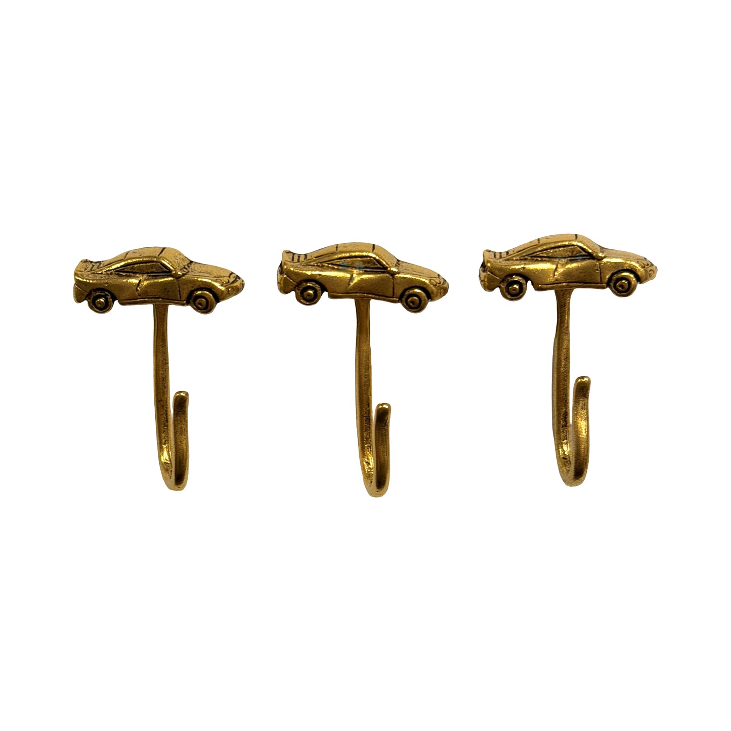 Car Push Pin Hooks, Small Metal Wall Hooks with Push Pins for Keys, Jewelry, Pictures, Mini Hooks for Bulletin Boards, Set of 3