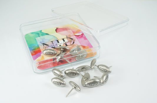 Football Push Pins (10 Pc Set) | Gold Silver Decorative Metal Thumb Tacks Sports Office Desk Decor Unique Gift for Coach Fan