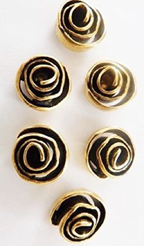 Rosette Push Pins (10 Pc Set) | Decorative Gold Flower Thumb Tacks, Traditional Office Decor, Elegant Shabby Chic Gift
