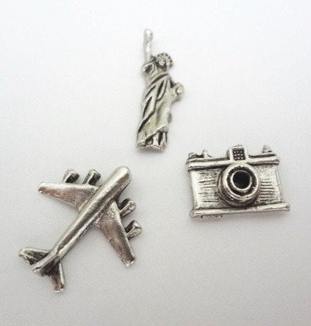 New York Push Pins (10 Pc Set) | Decorative Silver NYC Thumb Tacks Travel Map Marking Urban Office Desk Decor Gift