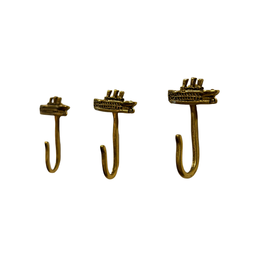 Cruise Ship Push Pin Hooks, Small Metal Wall Hooks with Push Pins for Keys, Jewelry, Pictures, Mini Hooks for Bulletin Boards, Set of 3