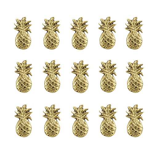 Pineapple Push Pins (10 Pc Set) | Decorative Gold Tropical Tacks Hostess Gift Office Desk Decor Unique Welcome Symbol