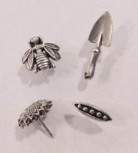 Bee Garden Push Pins (10 Pc Set) | Decorative Gold Flower Nature Thumb Tacks Cottagecore Desk Decor Unique Gift