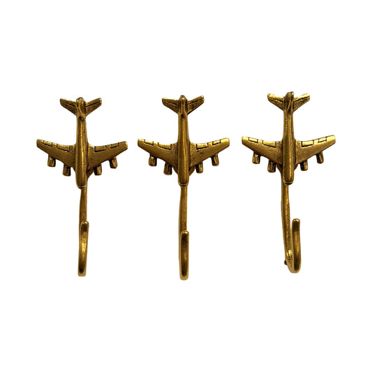 Jet Push Pin Hooks, Small Metal Wall Hooks with Push Pins for Keys, Jewelry, Pictures, Mini Hooks for Bulletin Boards, Set of 3