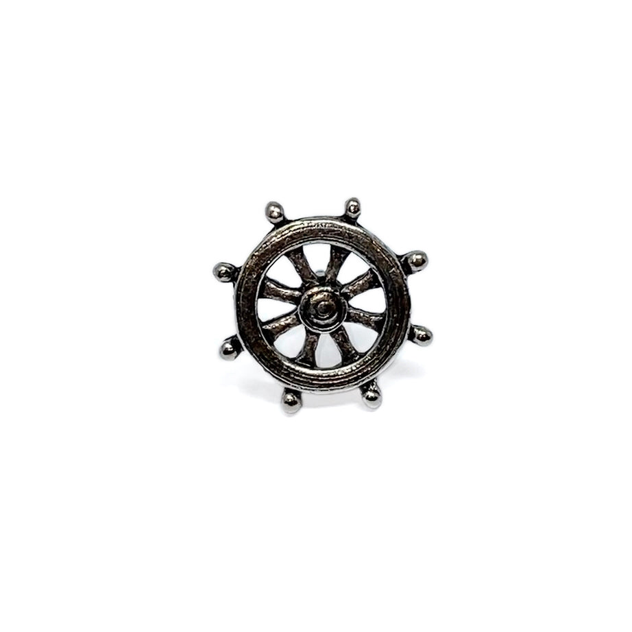 Ship's Wheel Push Pins (15 Pc Set) | Decorative Silver Helm Thumb Tacks Nautical Coastal Office Desk Decor Gift