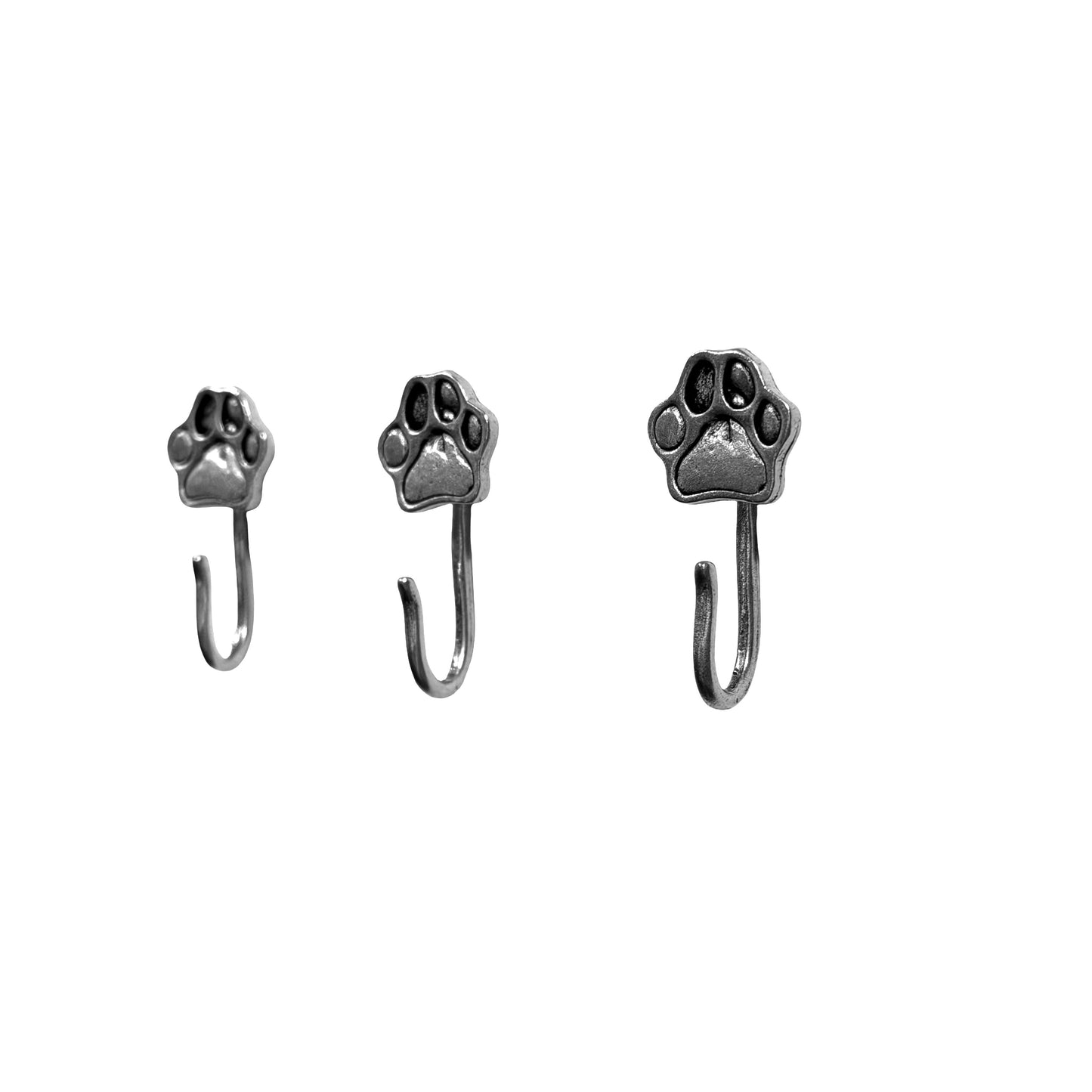 Paw Push Pin Hooks, Small Metal Wall Hooks with Push Pins for Keys, Jewelry, Pictures, Mini Hooks for Bulletin Boards, Set of 3