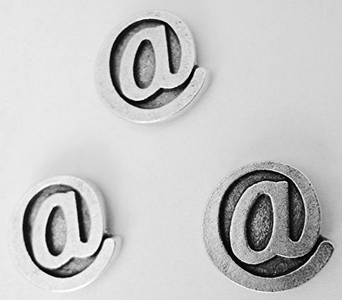 At Sign @ Push Pins (10 Pc Set) | Decorative Silver "At" Symbol Thumb Tacks, Unique Office Supplies, Tech & Teacher Gift
