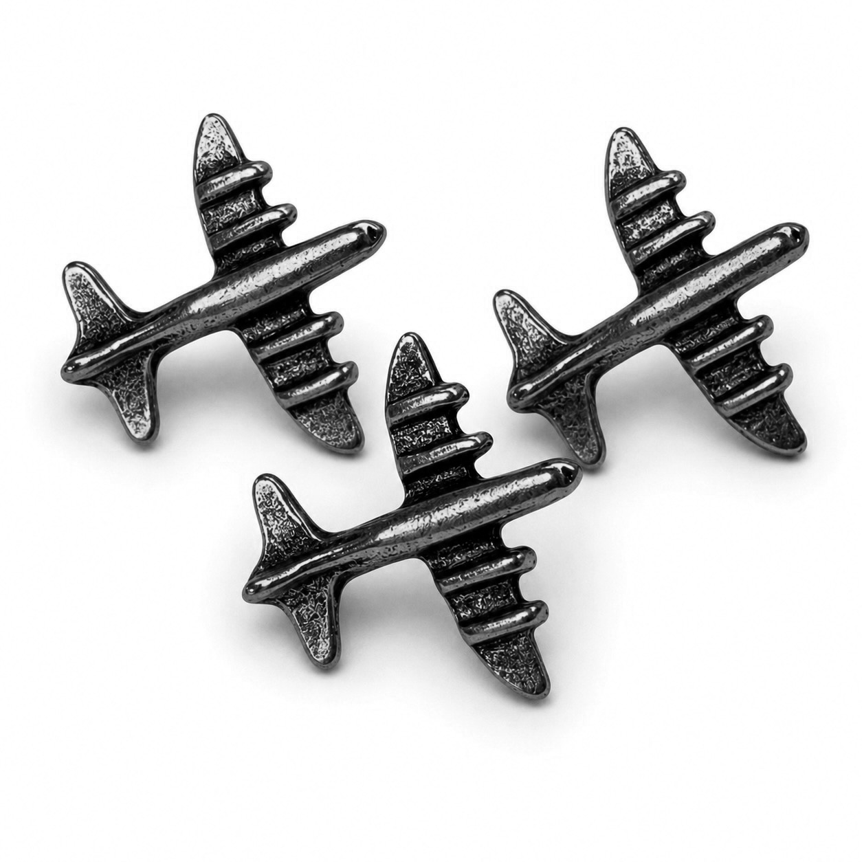 Silver Airplane Push Pins | Decorative Metal Thumb Tacks | Set of 10