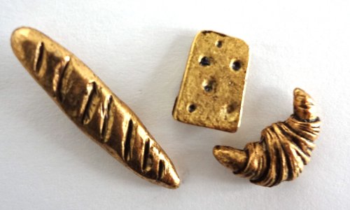 Bread and Cheese Push Pins, Gold Decorative Push Pins, 10 Piece Metal Push Pin Set, Cute Office Supplies, Fun Bulletin Boards