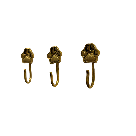 Paw Push Pin Hooks, Small Metal Wall Hooks with Push Pins for Keys, Jewelry, Pictures, Mini Hooks for Bulletin Boards, Set of 3