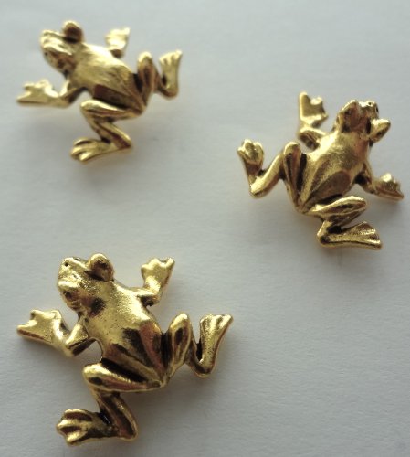 Frog Push Pins (10 Pc Set) | Decorative Gold Thumb Tacks, Whimsical Amphibian Office Supplies, Unique Gift