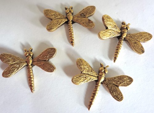 Dragonfly Push Pins (10 Pc Set) | Decorative Gold Insect Thumb Tacks, Aesthetic Office Supplies, Nature Lover Gift